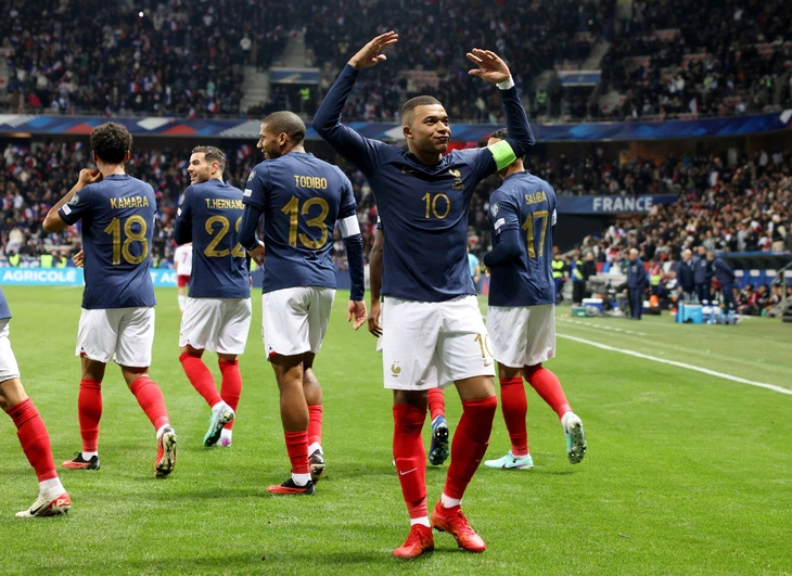 Mbappé scored a hat-trick to help France win a record 14-0. 
